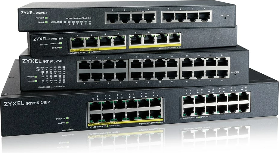 Switch Zyxel GS1915-24EP Managed L2 Gigabit Ethernet (10/100/1000) PoE 1U Black