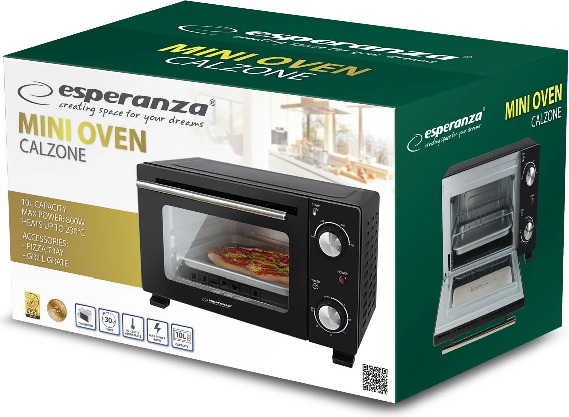 Mini furrë Esperanza EKO007N, 10L, 800W, e zezë