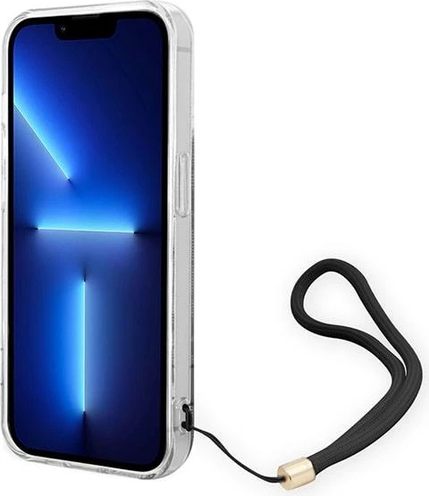 Mbështjellës Guess GUOHCP14LH4STK për iPhone 14 Pro 6.1", 4G Print Strap, i zi