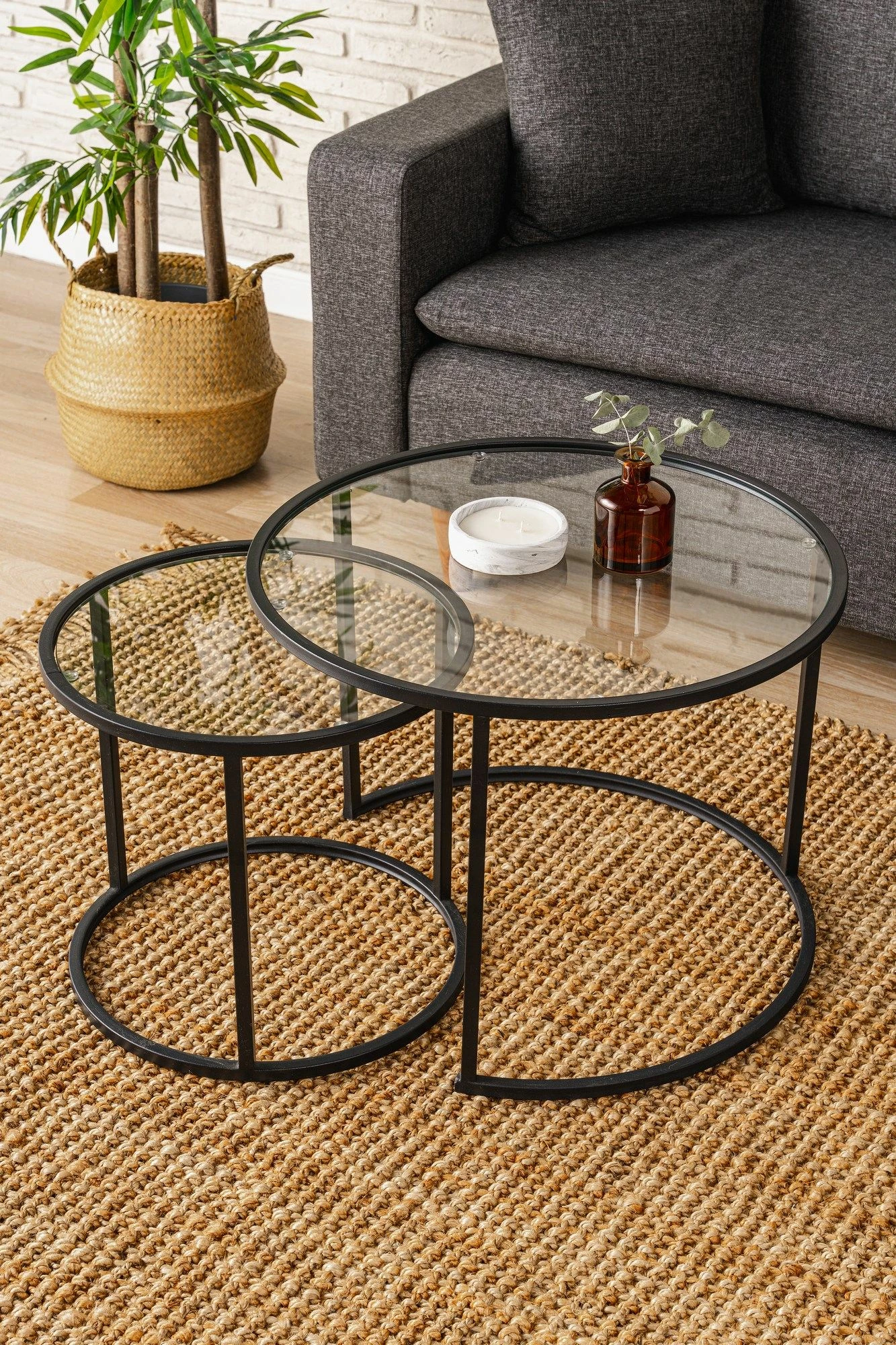 Set tavolinash kafeje Hanah Home, Belarus 60, e zezë, transparente