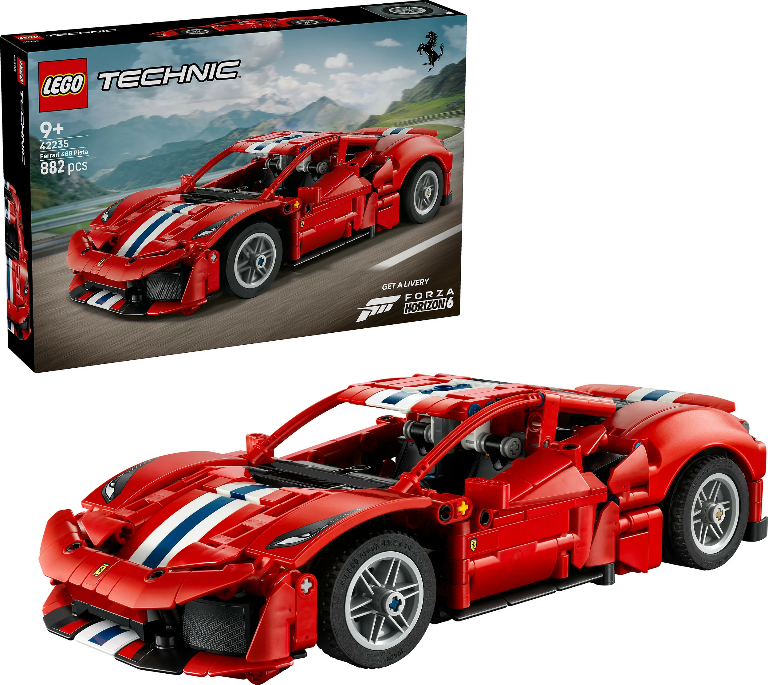 Set ndërtimi LEGO Technic Ferrari 488 Pista 42235, 882 copë, i kuq