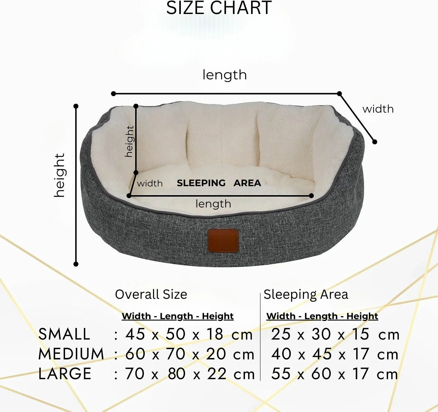 Shtrat për kafshë Coco L, gri dhe bardhë, Paws & Whiskers