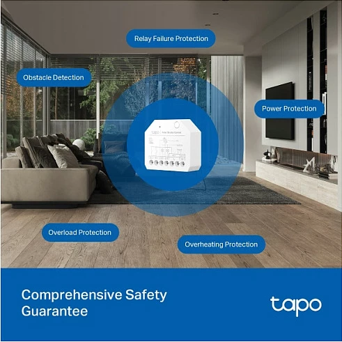 Modul switch smart TP-Link Tapo S112, kontroll roletash/zhalluzinash, Wi‑Fi 2.4GHz, Matter, i bardhë