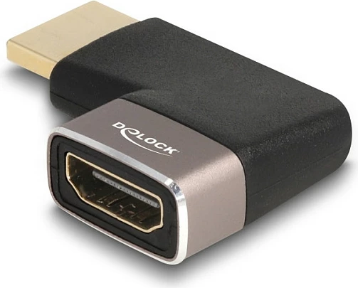 Adapter HDMI DeLOCK 90° male-në-female, 8K 60Hz, metal, zi/gri