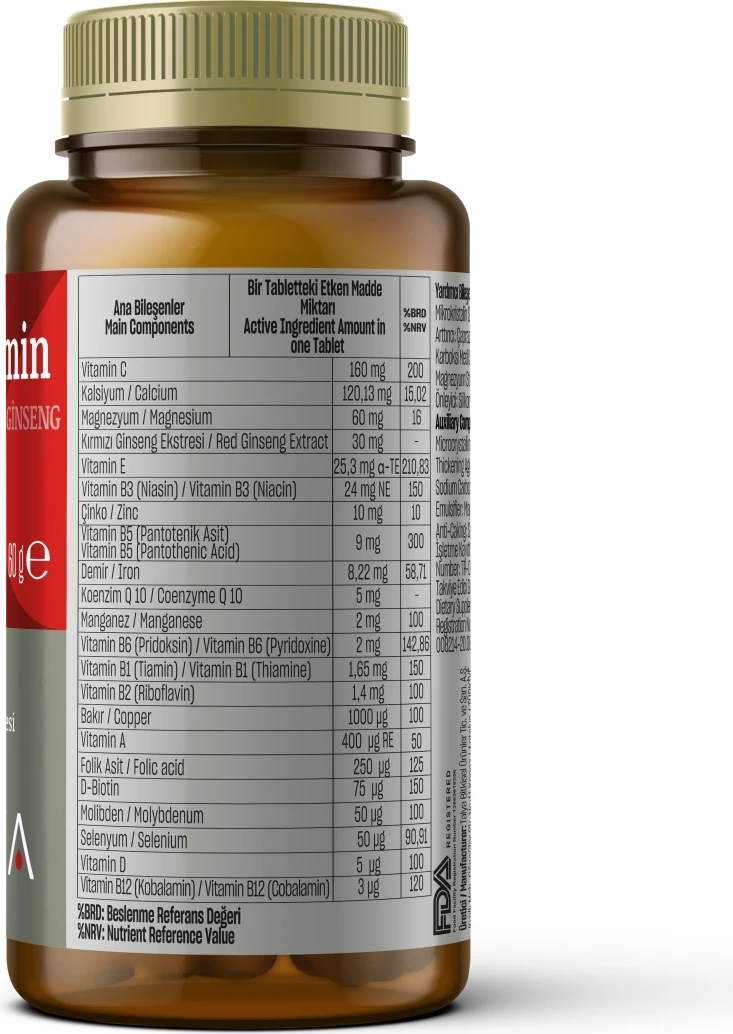 Multivitamin + Red Ginseng & CoQ10, 60 tabs