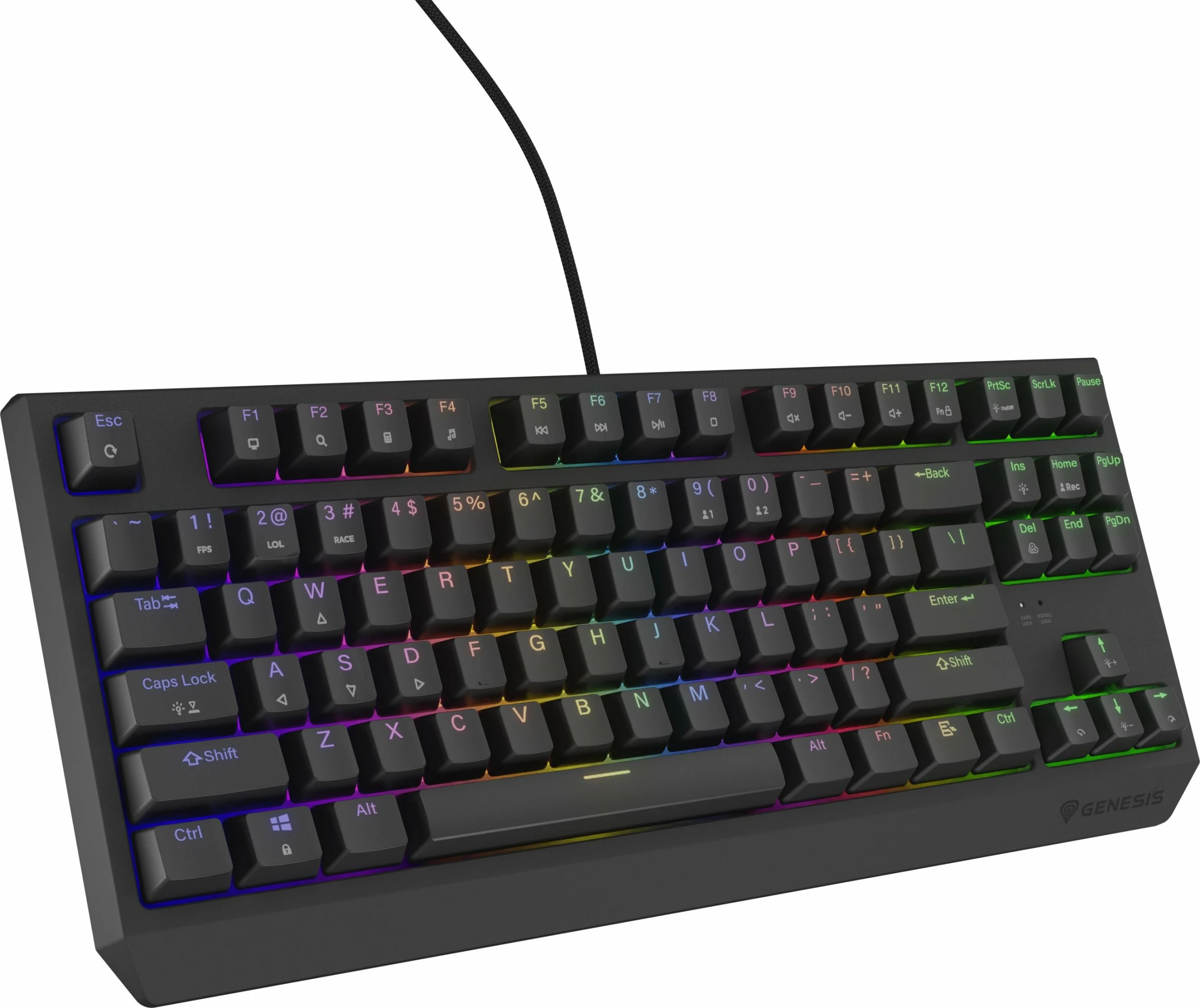 Tastierë mekanike gaming GENESIS Thor 230 TKL NKG-2079, Outemu Brown, RGB, USB, US layout, 80% TKL, e zezë