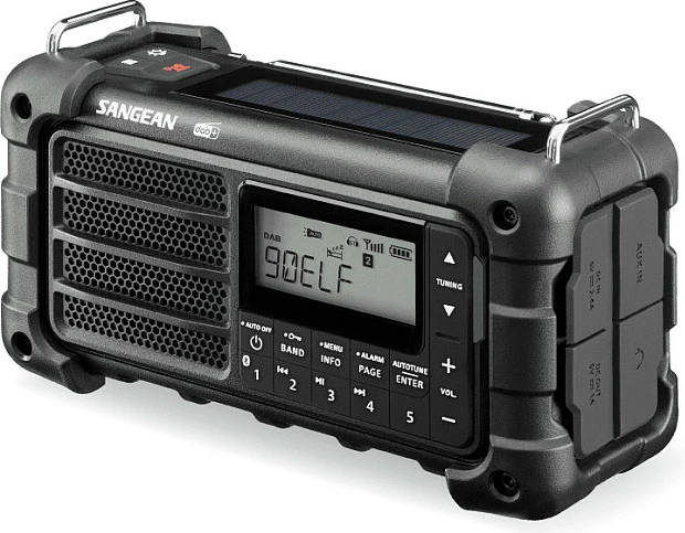 Radio portative Sangean MMR-99 DAB+, Bluetooth, me kurbel/solar, IP55, e zezë