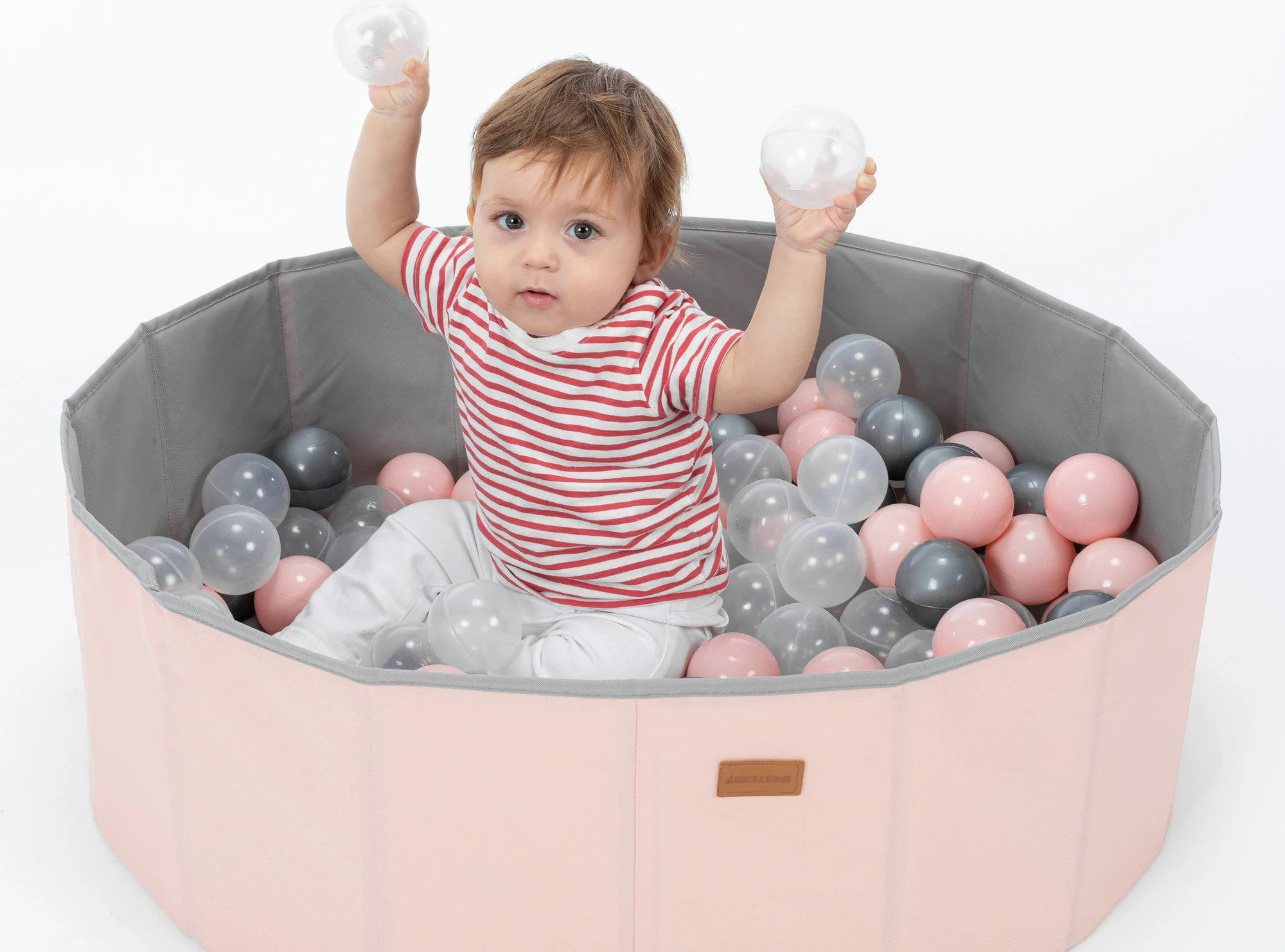 Pishinë topash për fëmijë, palosëse, ngjyrë rozë, 150 topa, Evila Originals