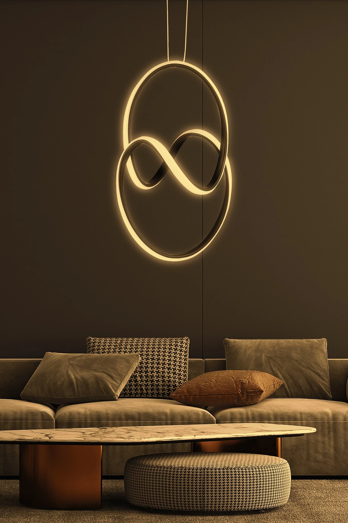 Llambë tavani Opviq, Yin Yang, e zezë, dritë e verdhë