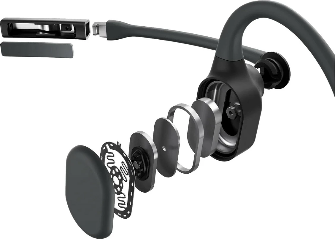 Kufje Shokz OpenComm2 2025 Upgrade, Bluetooth, bone conduction, mikrofon boom me anulim zhurme, USB-C, të zeza