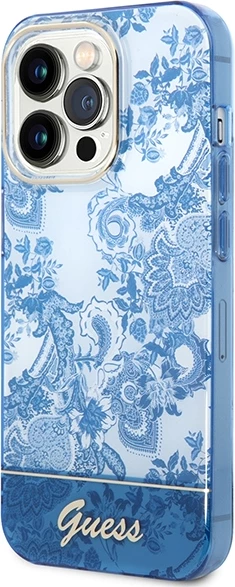 Mbështjellës Guess Porcelain Collection për iPhone 14 Pro 6.1", Kaltër