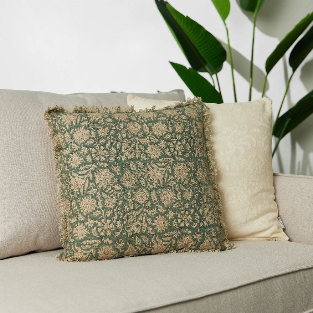 Jastëk dekorativ Jericho, pambuk, aqua-bezhë, 50x50cm