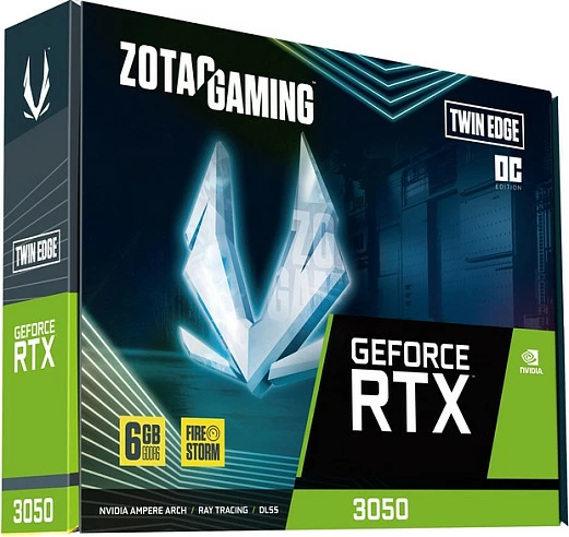 Kartelë grafike Zotac GeForce RTX 3050 Twin Edge OC, 6GB GDDR6, PCIe 4.0, e zezë/gri