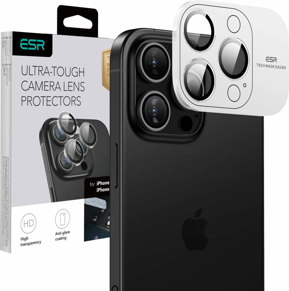 Mbështjellës xhami për kamerë ESR Armorite për iPhone 16 Pro / 16 Pro Max, Transparent