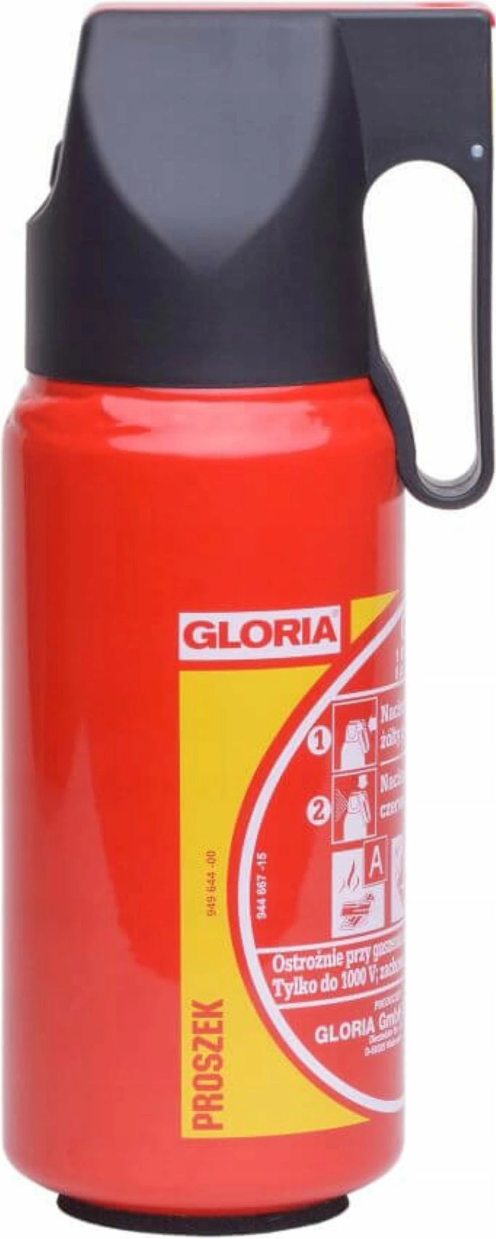 Aparat zjarrfikës me pluhur Gloria P1-GAM 1 kg, 8A 34B, për klasa A/B/C, i kuq, set me trekëndësh dhe jelek reflektues