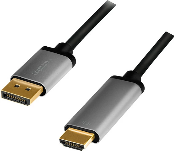 Kabllo DisplayPort në HDMI LogiLink, 4K/60Hz, 2 m, zi/gri