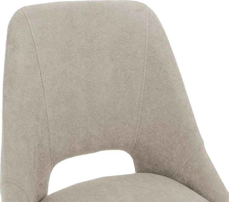 Karrige për bar Initiate, krem, pëlhurë teddy, këmbë metalike të zeza, 48x56x98cm