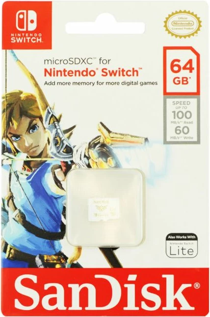 Kartelë memorje microSDXC SanDisk SDSQXAT-064G-GNCZN 64GB, deri 100MB/s lexim, 60MB/s shkrim, U3/C10/A1/UHS-I, për Nintendo Switch, bardhë