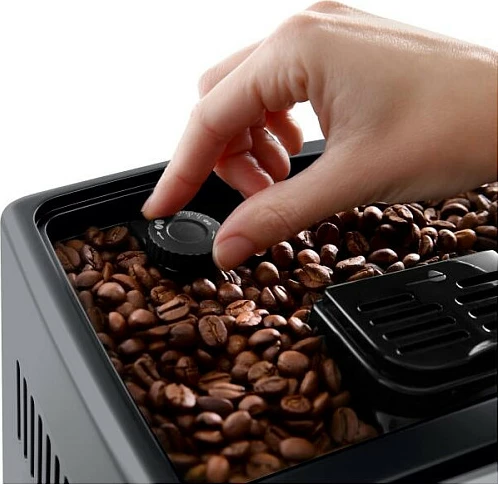 Aparat kafeje DeLonghi Dinamica Plus, automatik, 2 filxhanë, mulli i integruar, ekran me prekje, i zi