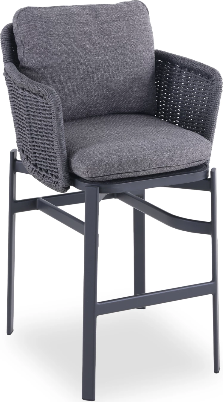 Karrige për bar DESTINY, alumin & ratan, ngjyrë qymyr, 71.5x63.5x108cm, set prej 2 copash