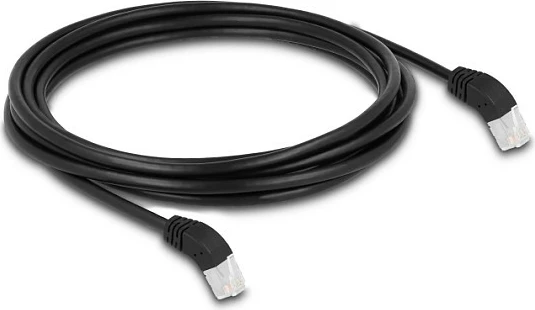 Kabllo rrjeti DeLOCK RJ45 Cat6a S/FTP, 3 m, konektorë 45° të kënduar, e zezë
