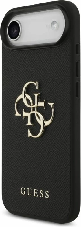 Kapak telefoni Guess Grained Big 4G & Classic Logo për iPhone Air, i zi