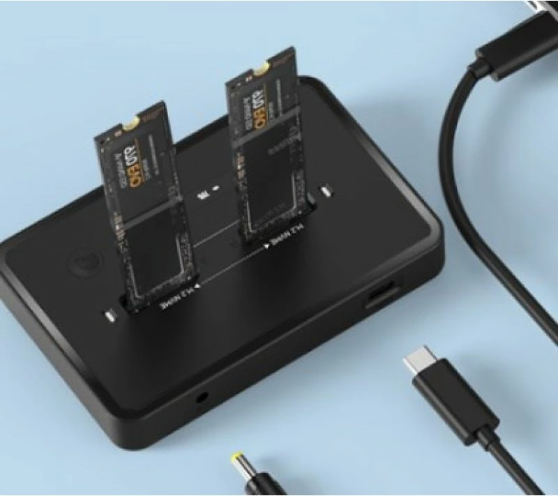 Dok stacion për SSD M.2 Gembird, dual, i zi
