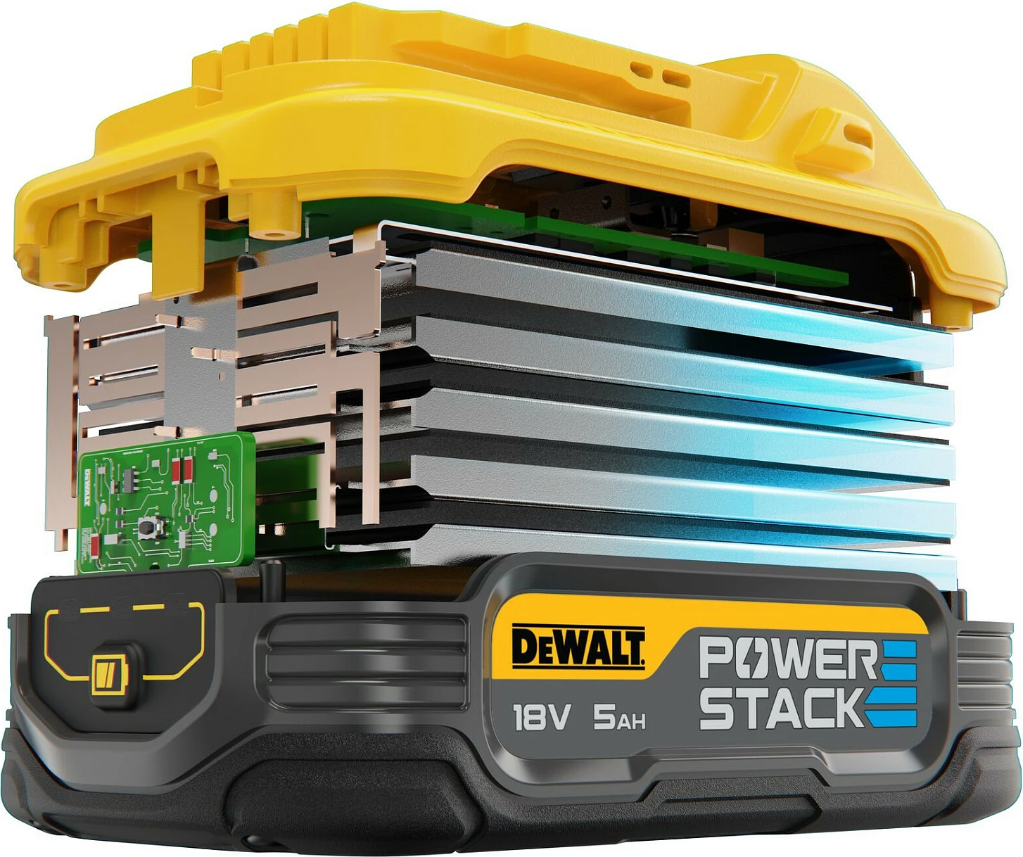 Bateri DeWALT POWERSTACK DCBP518, 18V 5Ah, verdhë/zi