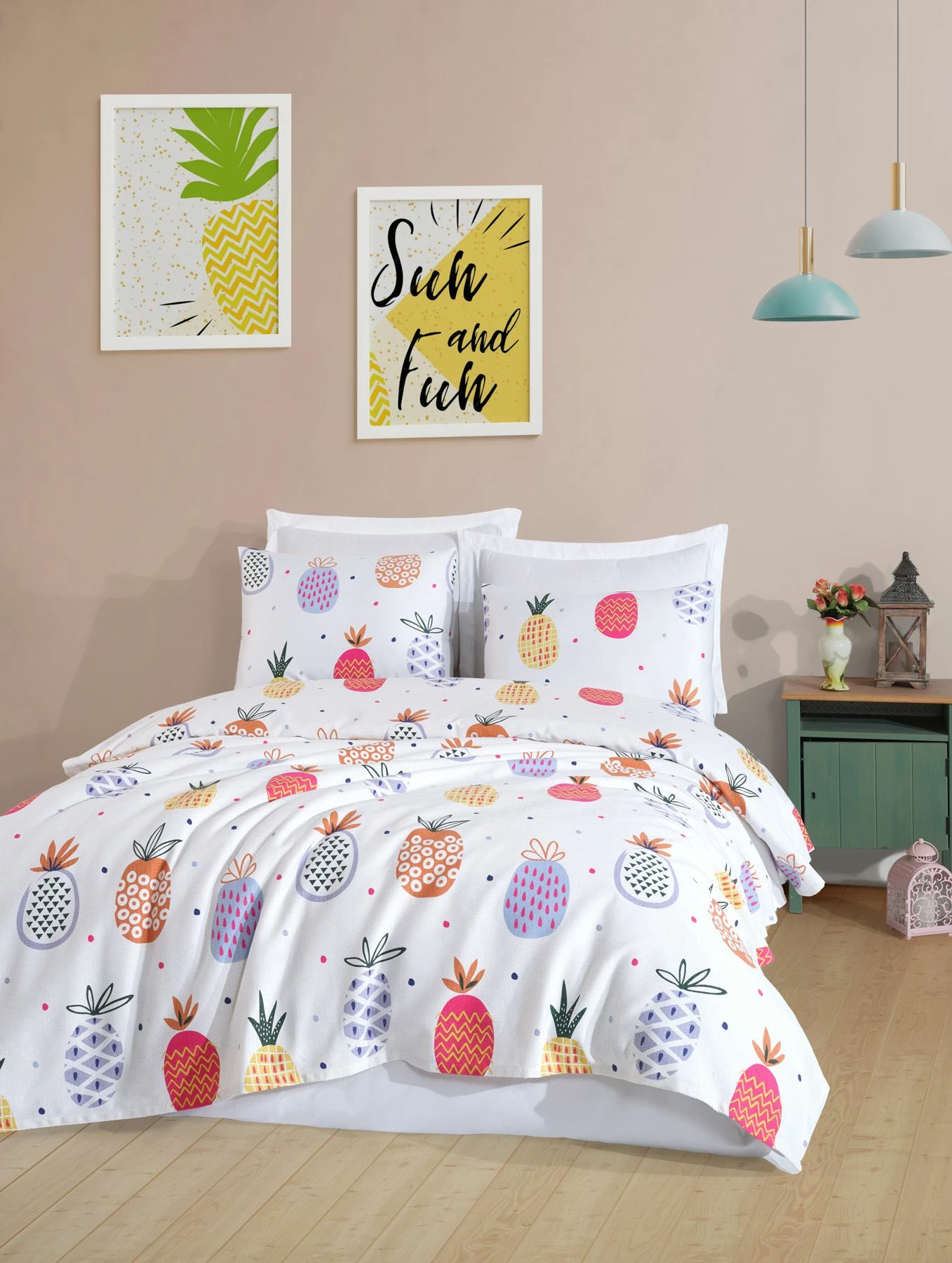 Set mbulesë krevati king, pambuk 100%, shumëngjyrësh, L'essentiel, 240x220cm
