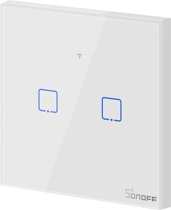 Switch i mençur Sonoff T0EU2C-TX, 2 kanale, WiFi, i bardhë