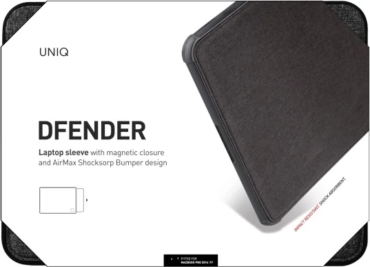 Mbështjellës laptopi UNIQ Defender, deri 16", i zi