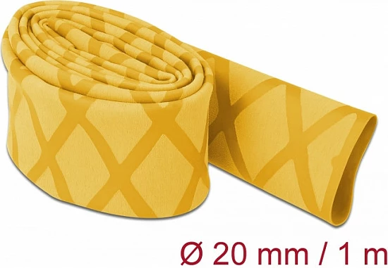 Tub termo-shtrëngues DeLOCK X-pattern antirrëshqitës 1 m x 20 mm, i verdhë