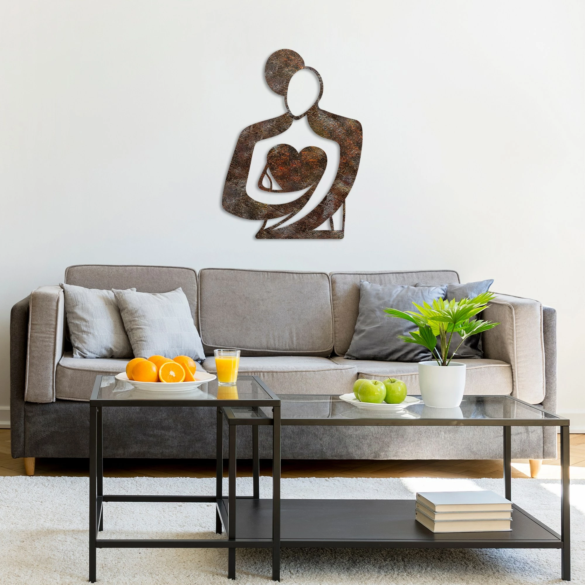 Aksesor dekorativ metalik për mur, Wallity, Rusty Hug