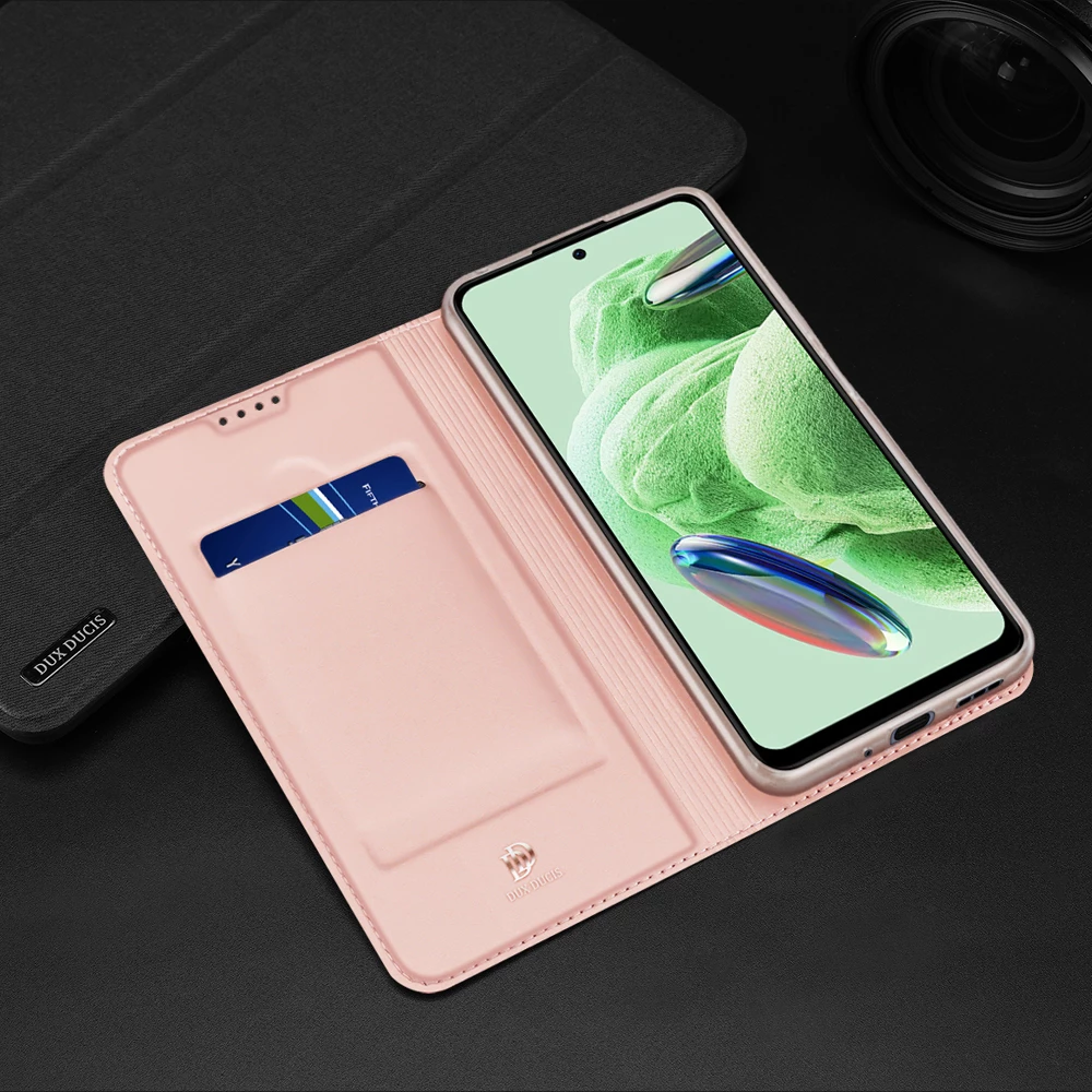 Mbështjellës Dux Ducis Skin Pro për Xiaomi Redmi Note 12 Pro+, me kapak, xhep për kartelë, funksion stand, kaltër