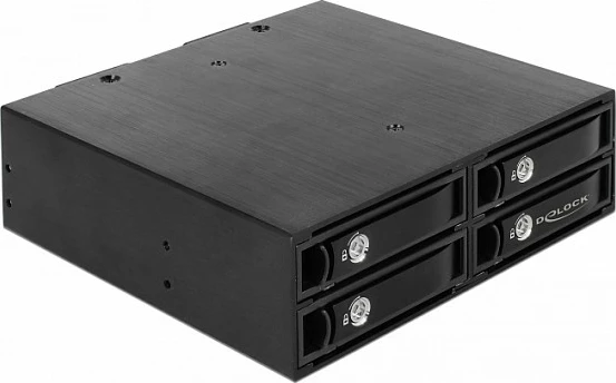 Rack mobil DeLOCK 47233 për 4x 2.5" SATA/SAS hot-swap, 5.25", 12 Gbit/s, i zi