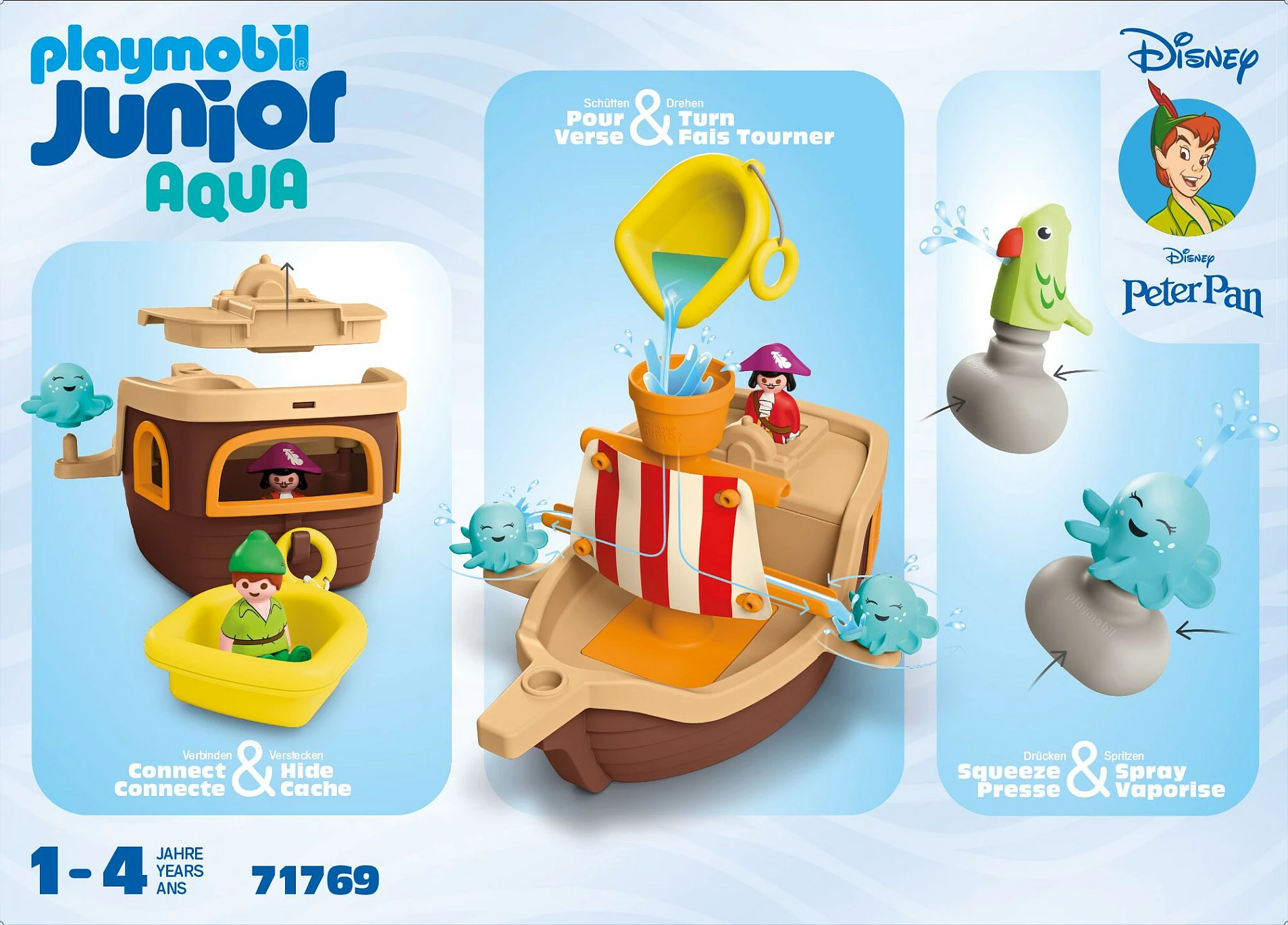 Set lodër Playmobil Junior & Disney 71769, Anije Pirate Peter Pan Aqua, shumëngjyrëshe