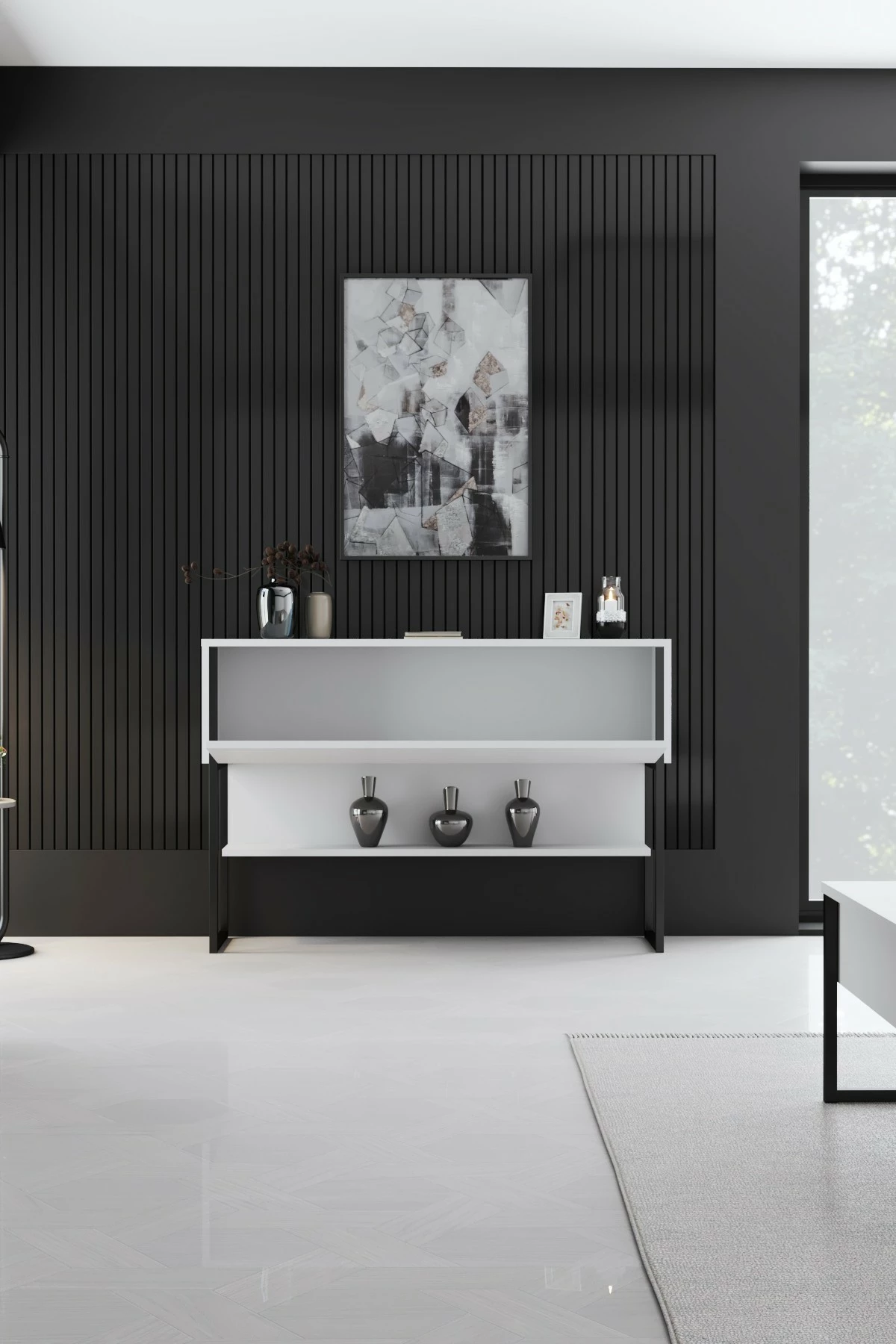Komodë Hanah Home Luxe, e zezë dhe e bardhë