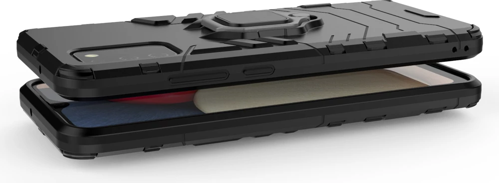 Mbështjellës Hurtel Ring Armor për Samsung Galaxy A03s, me dorezë magnetike, i zi