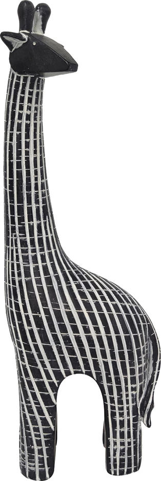 Dekor gjirafë KAMILO, polirezine, e zezë-bardhë, 9x5x31cm