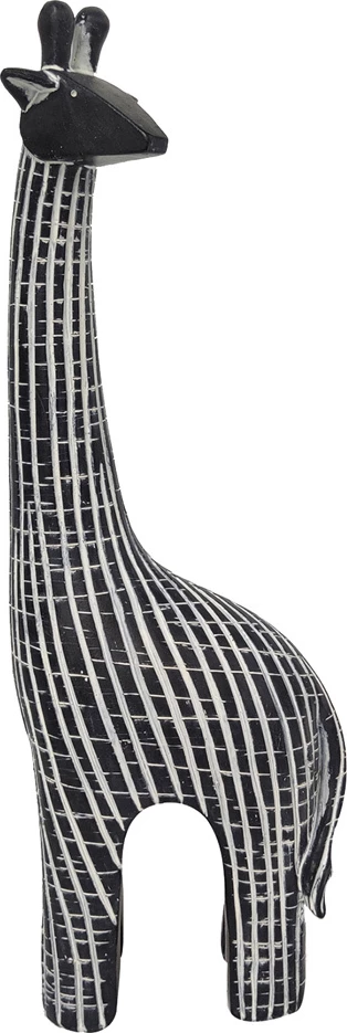 Dekor gjirafë KAMILO, polirezine, e zezë-bardhë, 9x5x31cm