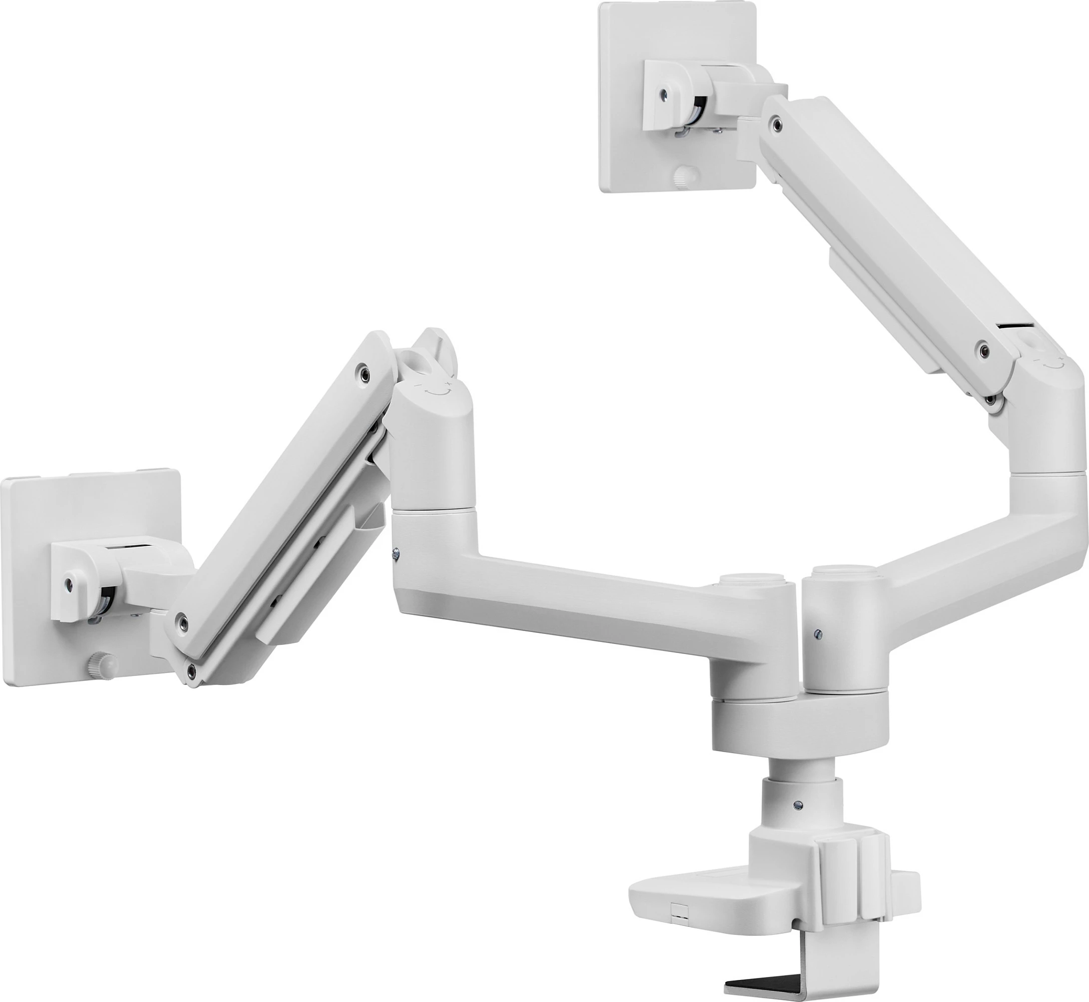 Mbajtëse tavoline për 2 monitorë Equip 2TFT, 17-35 inç, 360°, Gas Spring, VESA 75x75/100x100, 20kg për monitor, e bardhë