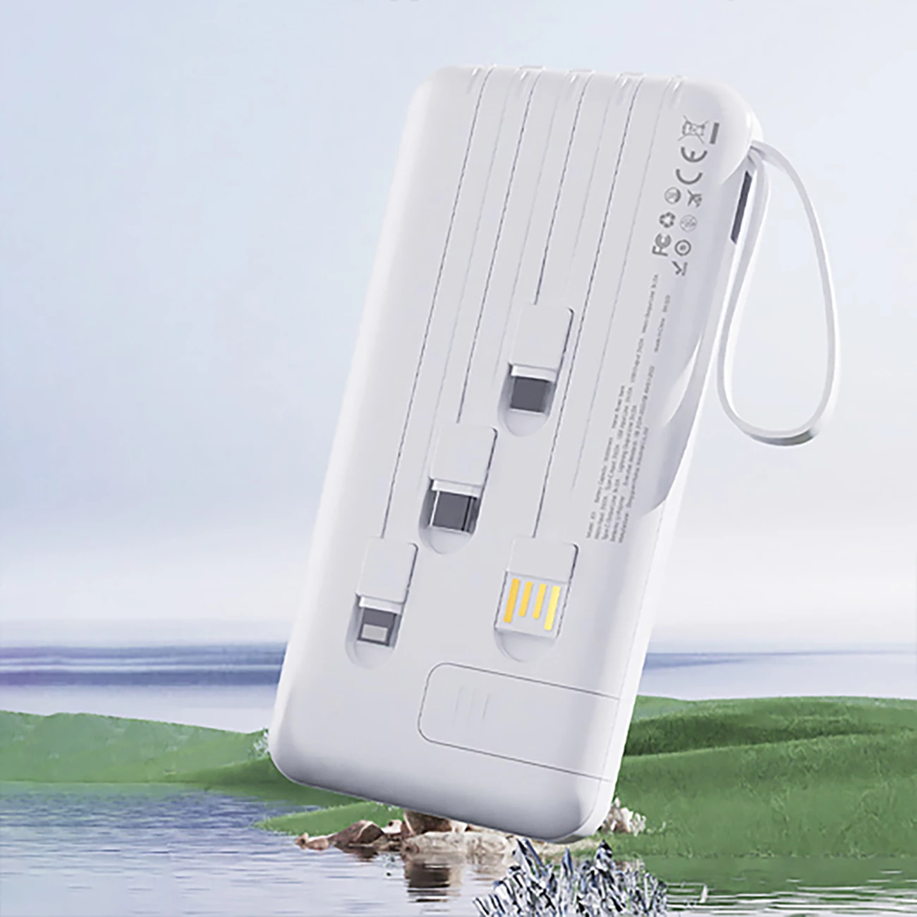 Powerbank Dudao K11 Pro 20000mAh me kabllo të integruara, Bardhë