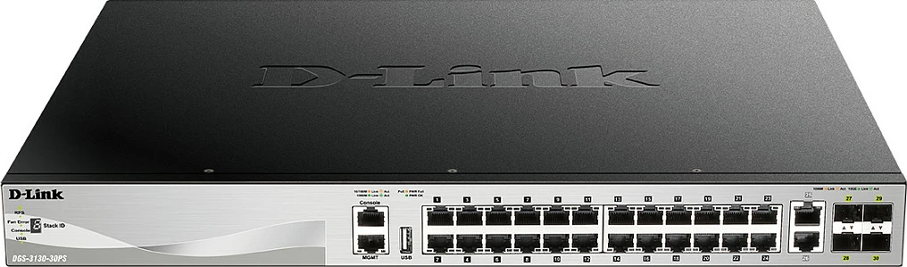 Switch D-Link DGS-3130-30PS/E, Managed, L3, 24 porte Gigabit, PoE, rackmount