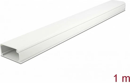 Kanal për kabllo DeLOCK 57 x 28 mm, 1 m, PVC, vetë-ngjitës me kapak, i bardhë
