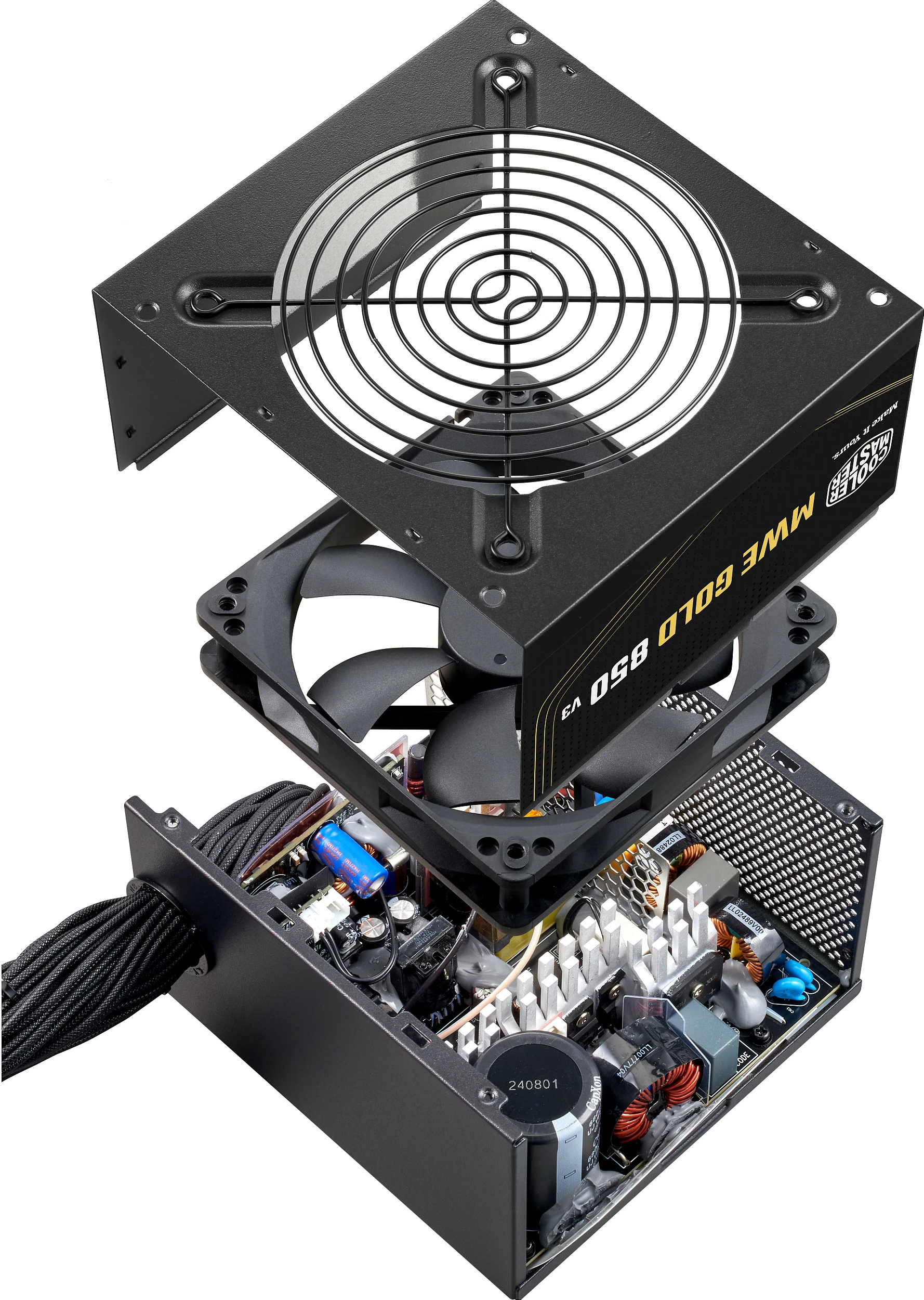 Furnizues rryme Cooler Master MWE Gold 850 V3, ATX 3.1, 850W, 80 Plus Gold, Non‑Modular, i zi