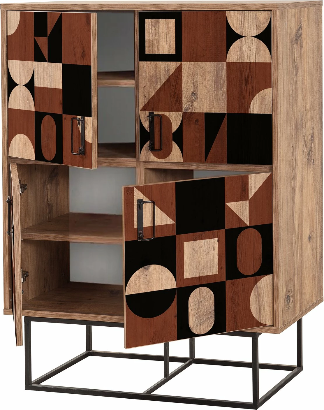 Dollap multifunksional Hanah Home Quantum Solo - Chess, ngjyrë Atlantic Pine, i zi, kafe