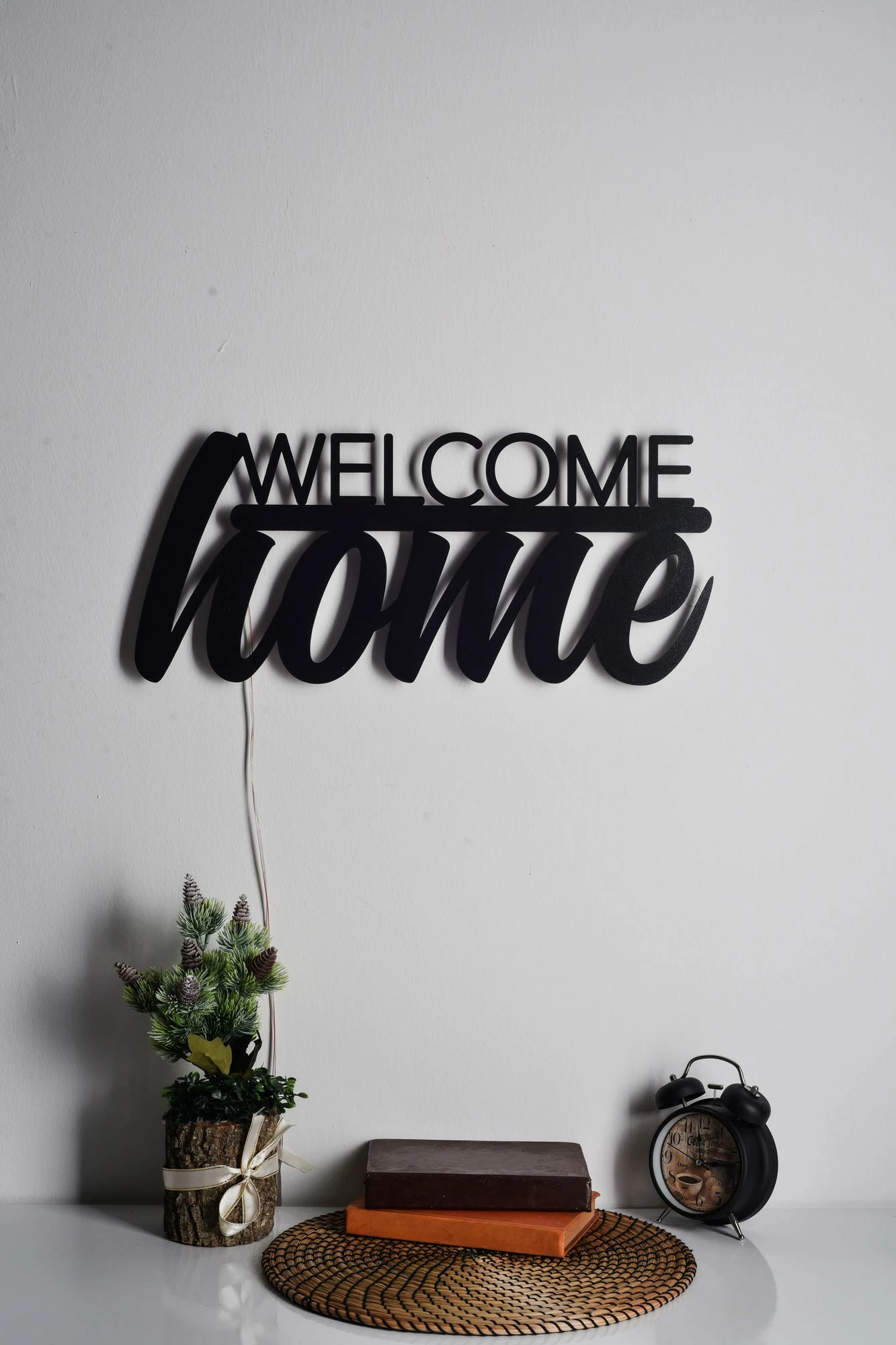 Dritë dekorative LED për mur, Welcome Home, e verdhë