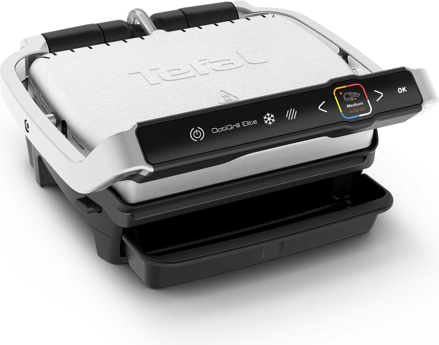 Grill elektrik Tefal OptiGrill Elite GC750D, 2000 W, Touch, 12 programe, e zezë/inoks