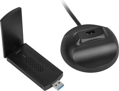 Adapter WiFi Lanberg NC-3000-WI, USB 3.0, AX3000, tri-bend, 2 antena të brendshme, i zi