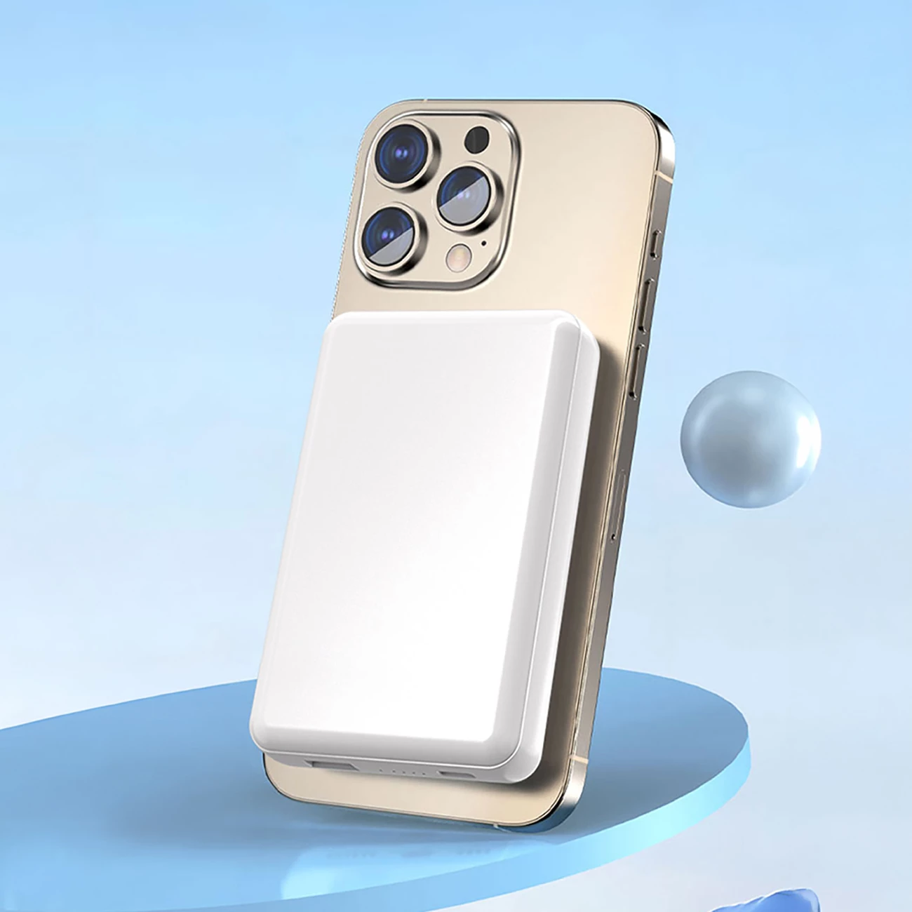 Power bank magnetik Dudao K14S 5000mAh 20W, karikim pa tela 15W, 1x USB-A/1x USB-C, bardhë